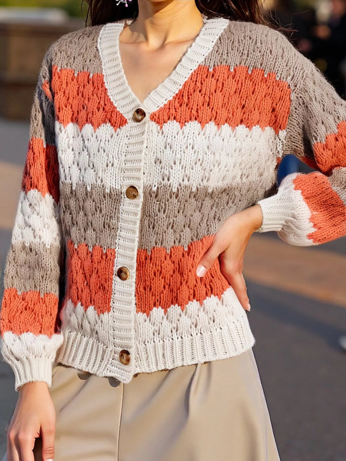 Color block cardigan alternate view