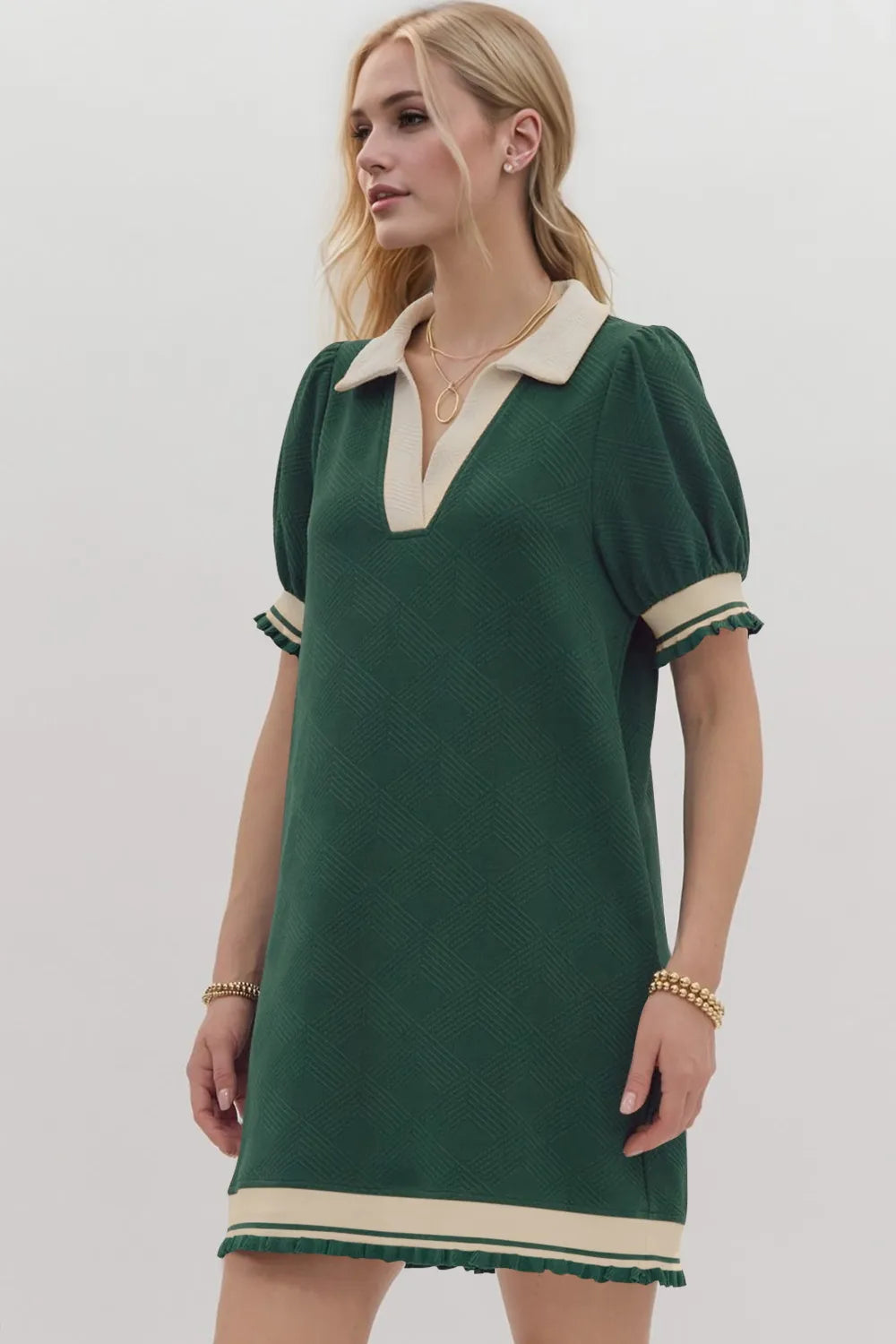 Frill Contrast Trim Collar Short Sleeve Mini Dress, view 19