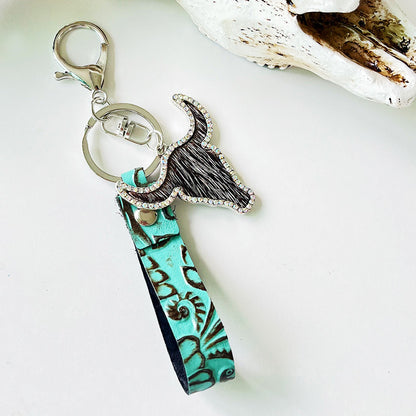Rhinestone Bull Keychain Style F One Size - Fashorio