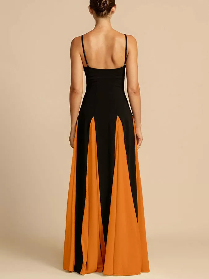 two tone flowing maxi dress side view