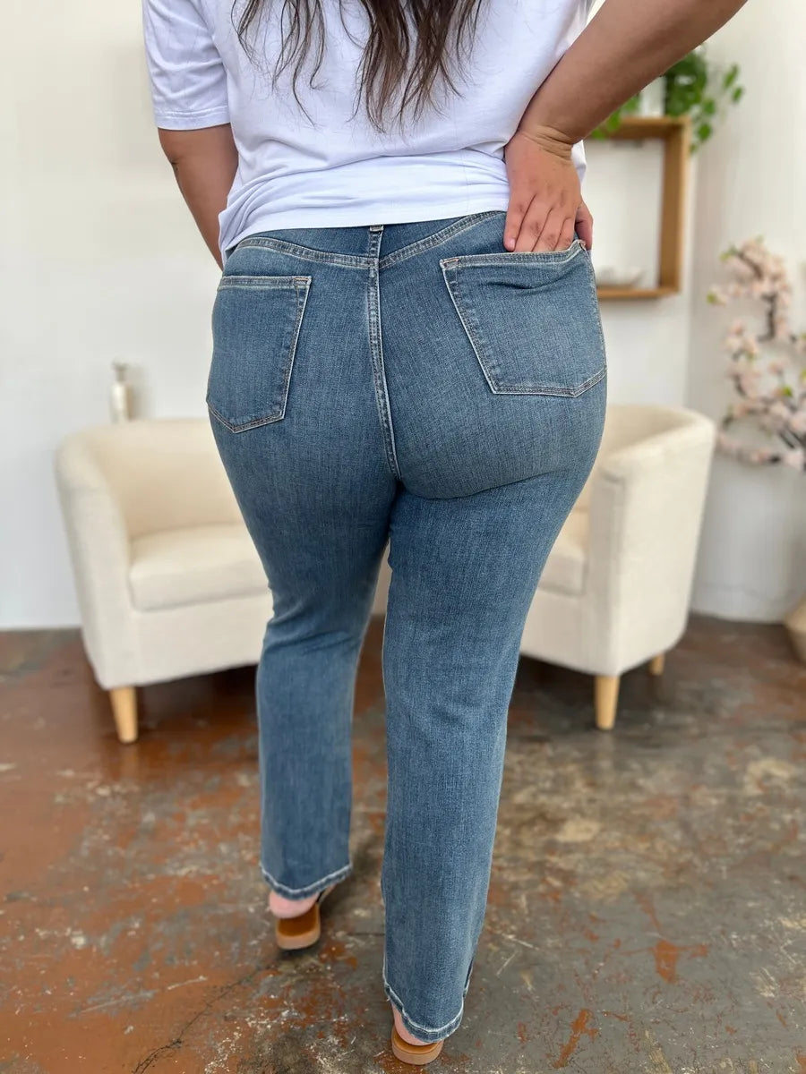 Judy Blue Full Size High Waist Straight Jeans - Fashorio