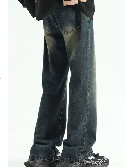 Men's Plus Size Washed Straight Leg Jeans - Fashorio