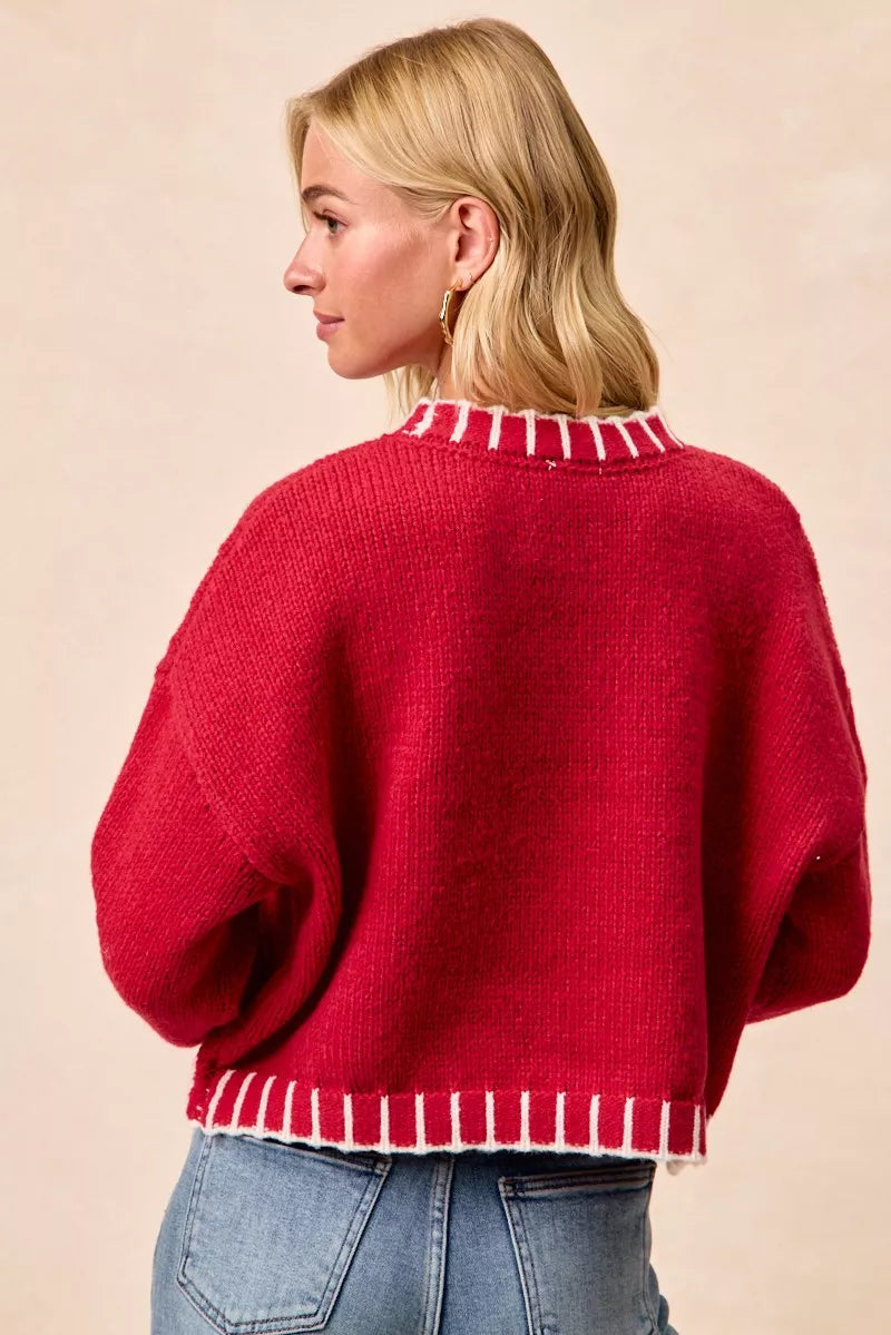 Sequin Lettering Christmas Sweater in Red view 17