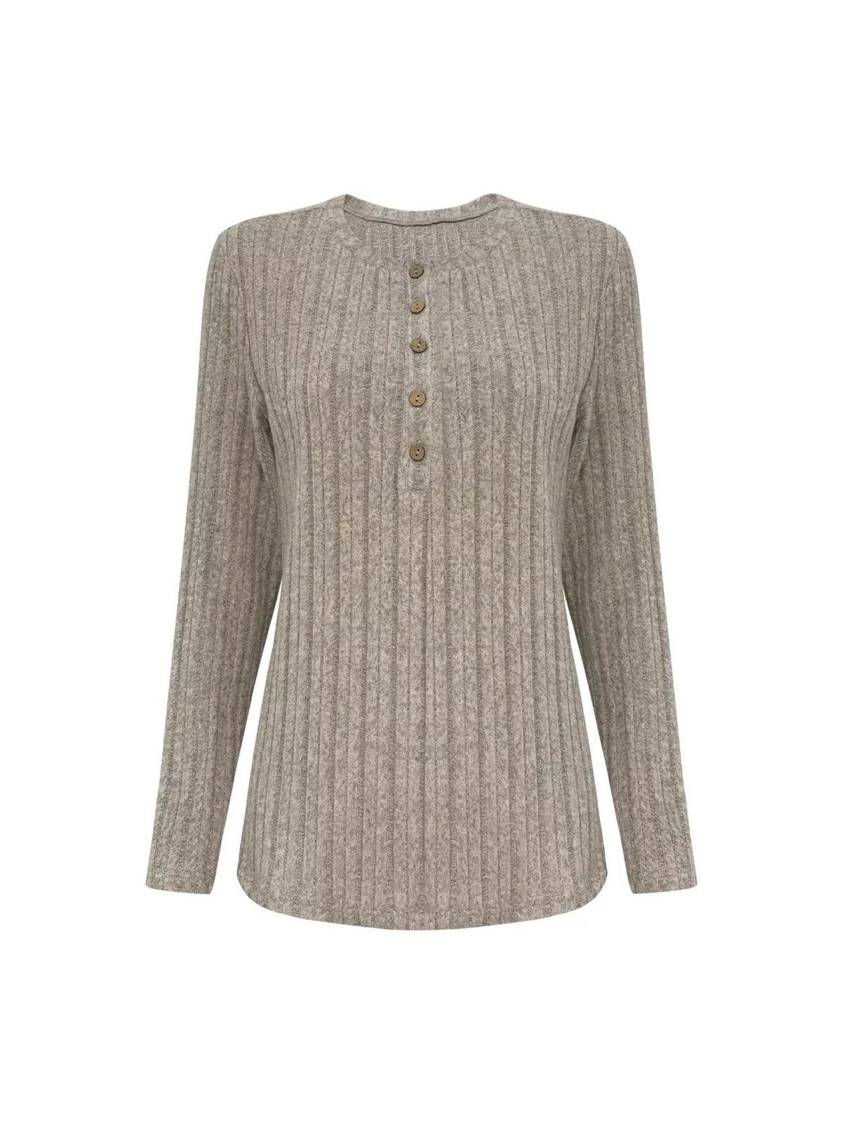 Ribbed Knit Button Front Top and Pants Set Plus Size, view 12