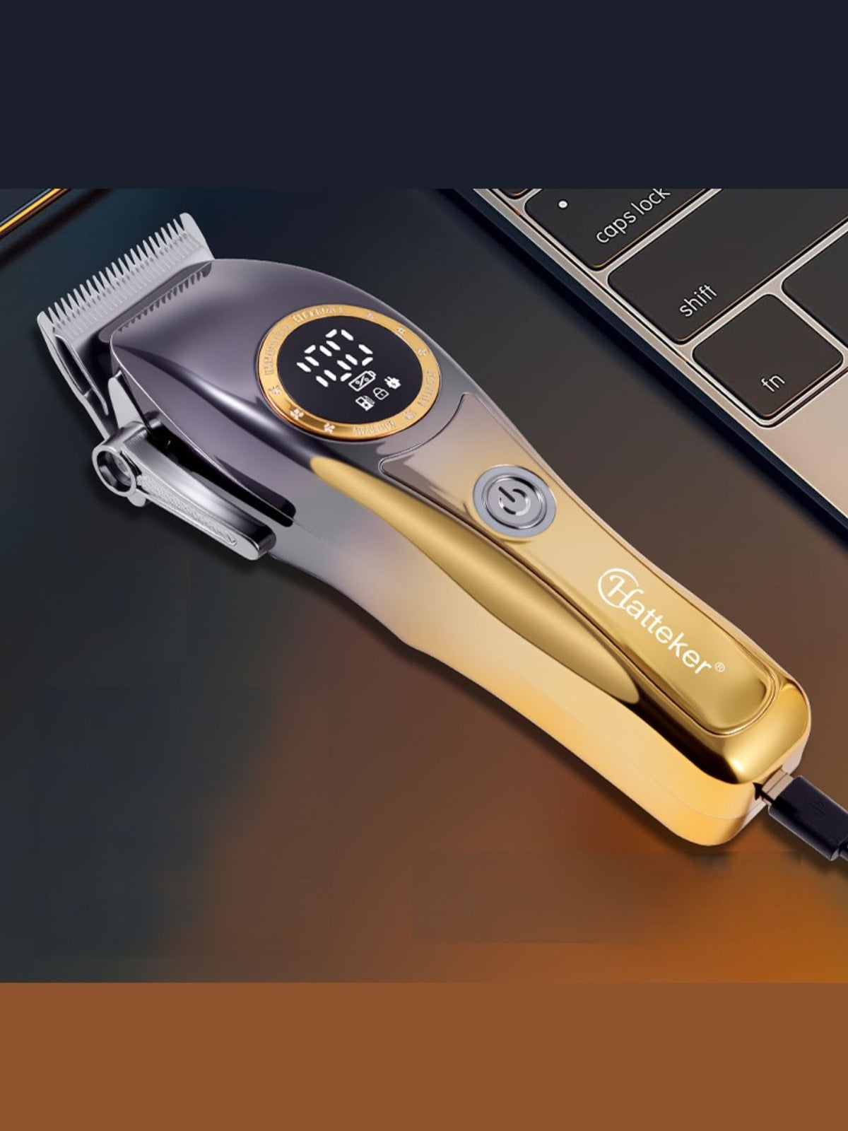 Multifunctional cordless hair clipper angled view