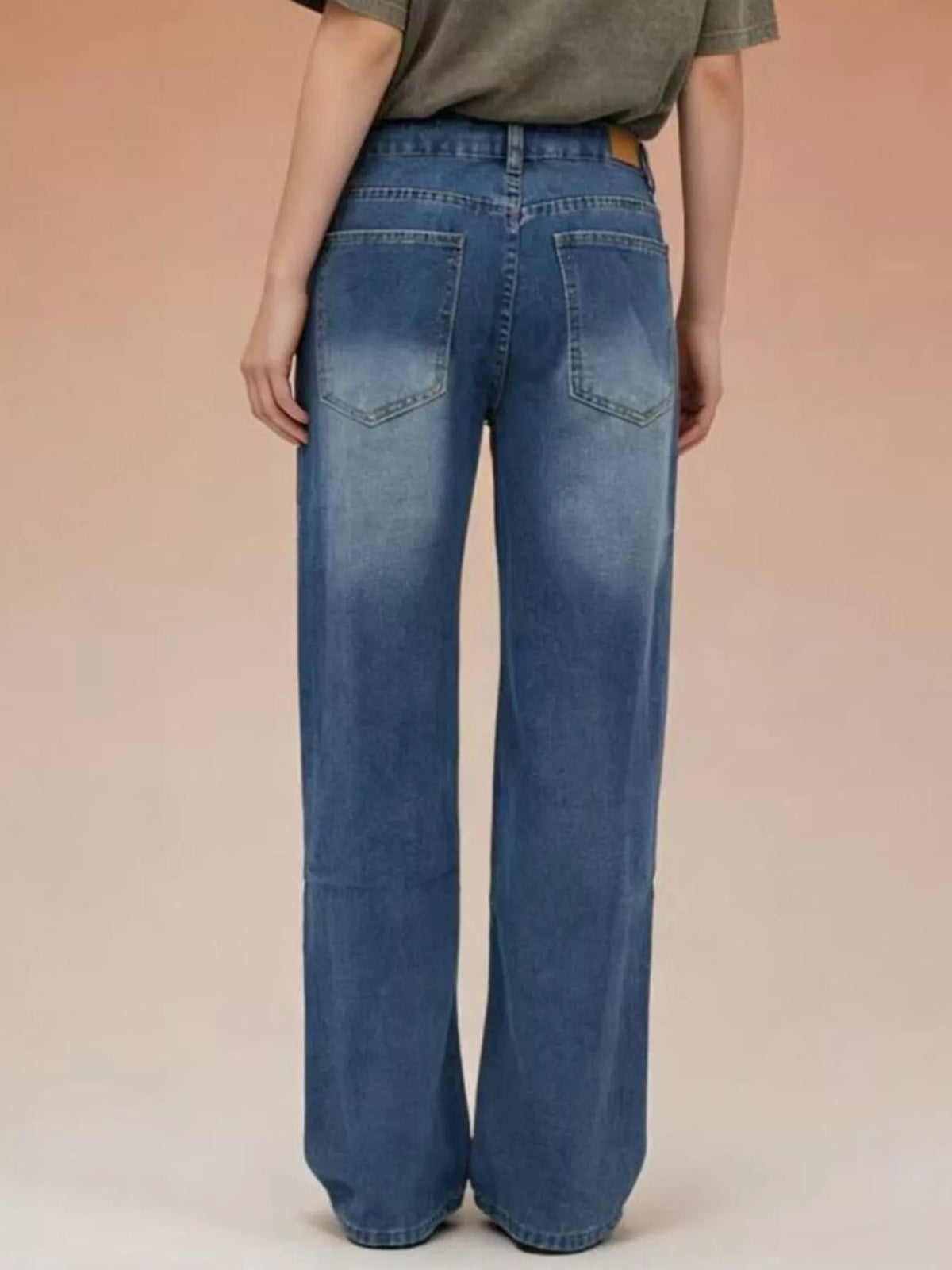 Hem detail of wide leg vintage denim