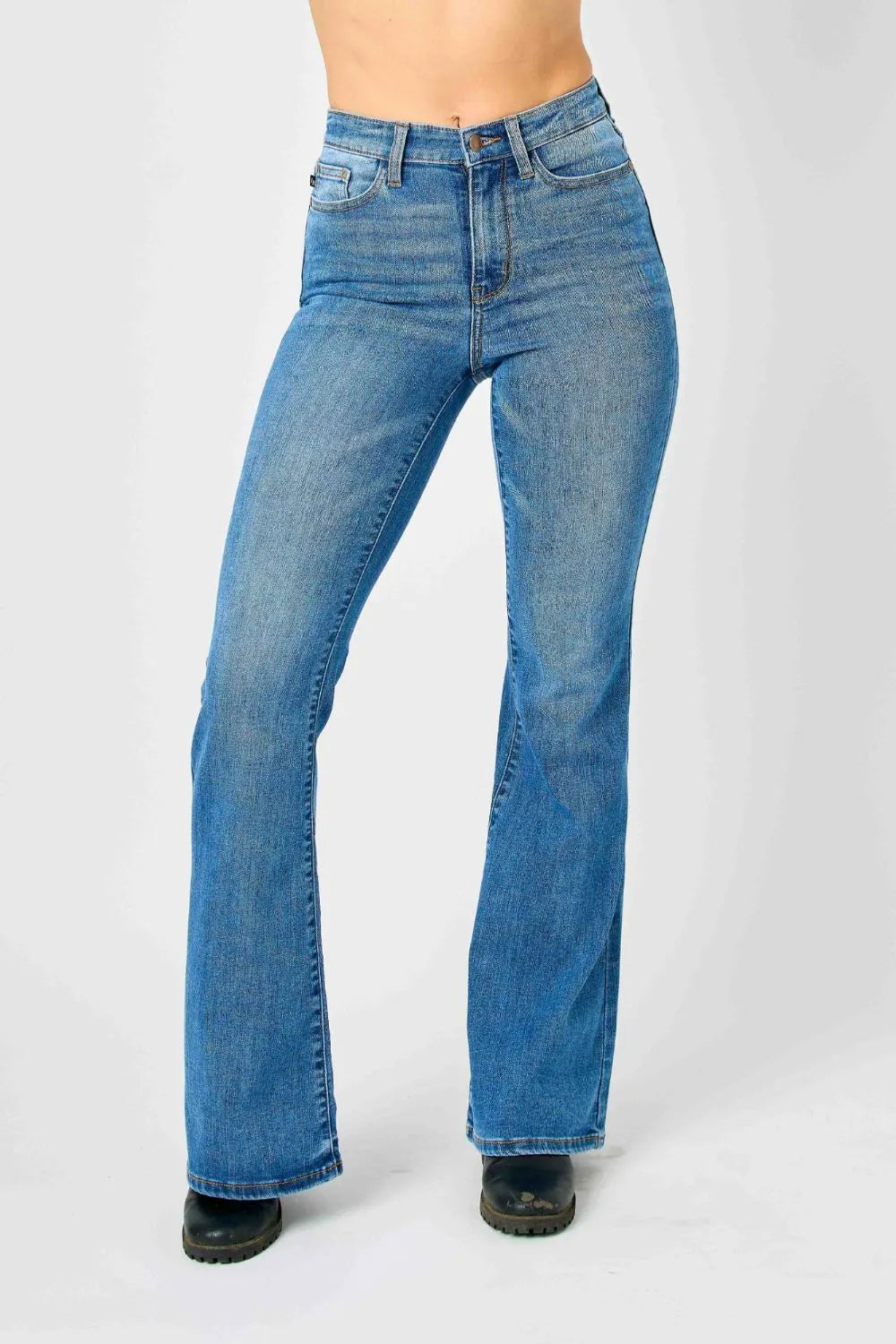 Judy Blue Full Size High-Waisted Classic Flare Jeans Plus Size - Fashorio