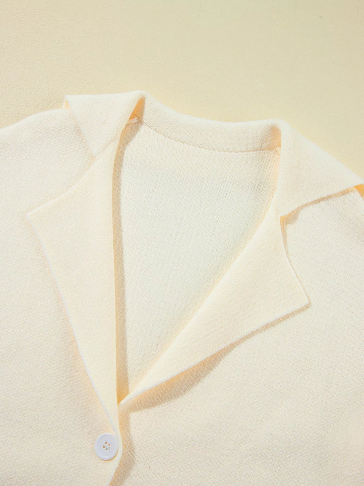 Lapel Collar Single Button Cardigan in Ivory view 9