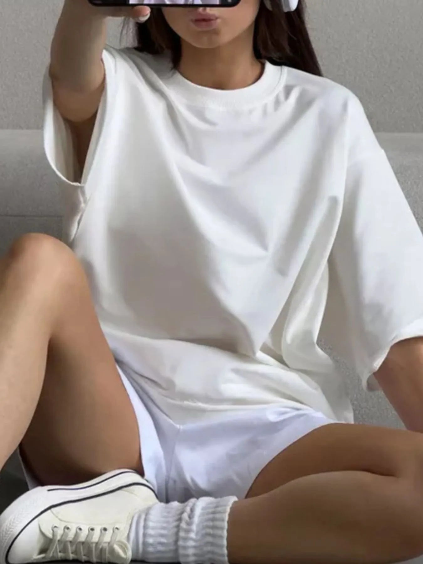 Round Neck Half Sleeve Oversized T-Shirt - Fashorio