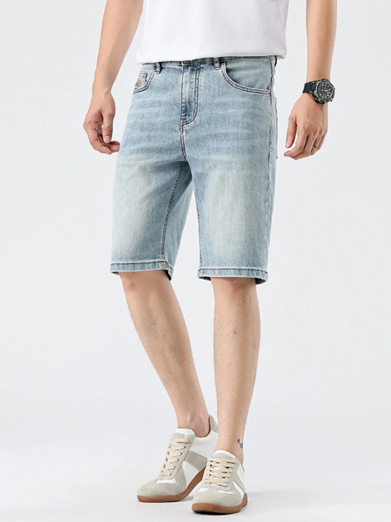 Men's Washed Denim Shorts - Fashorio