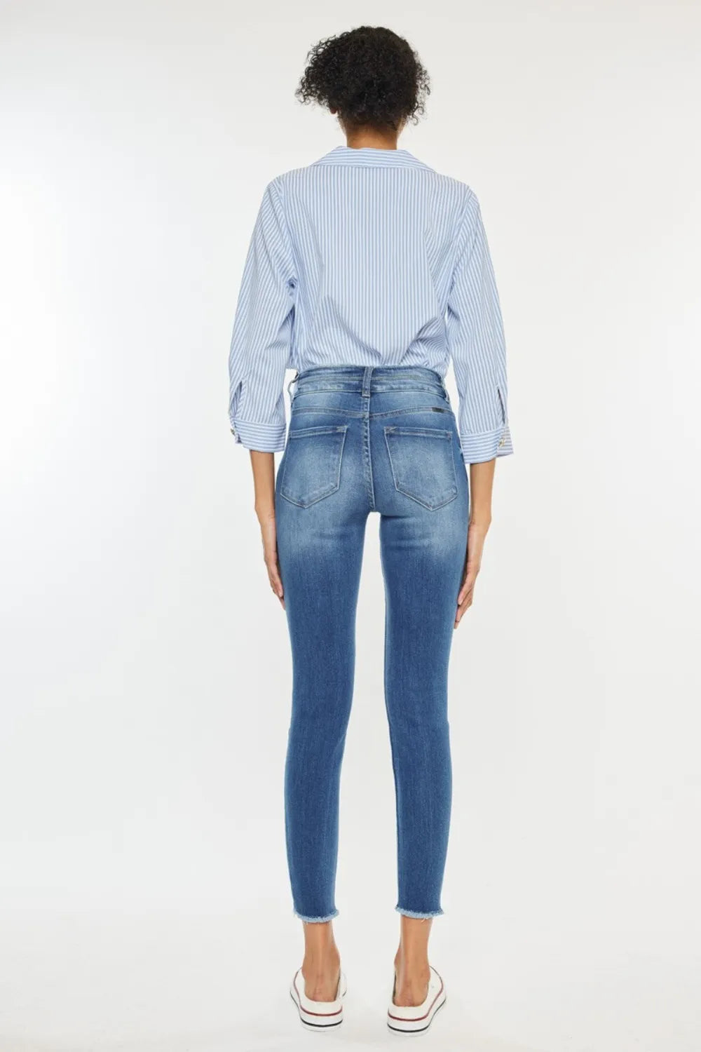 Womens high waist skinny denim back view