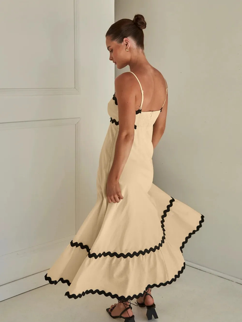 simple spaghetti strap maxi dress side view