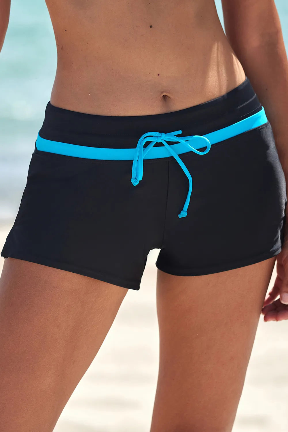 Drawstring swim shorts front view