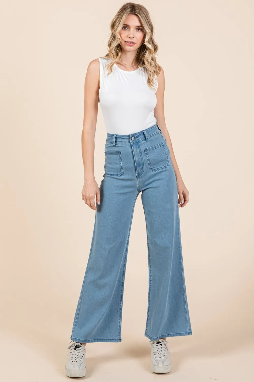 Mittoshop High Waist Wide Leg Jeans Denim - Fashorio