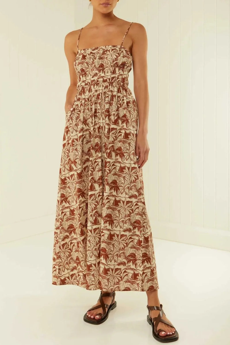 Printed square neck cami dress front view