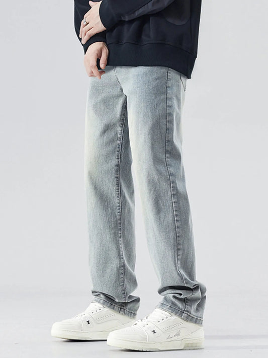 Men's Full Size Washed Wide Leg Jeans Plus Size Old Blue - Fashorio