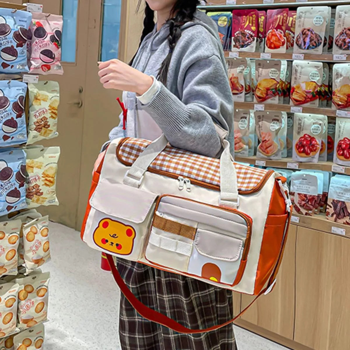Cartoon bear duffel angled view