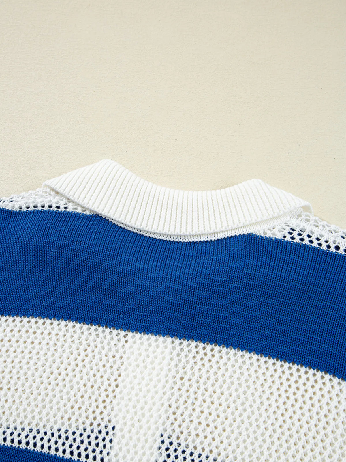 Dusty blue striped crochet polo cover up seasonal styling view