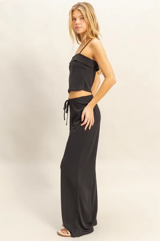 Rib Knit Cami Top and Pants Set back view