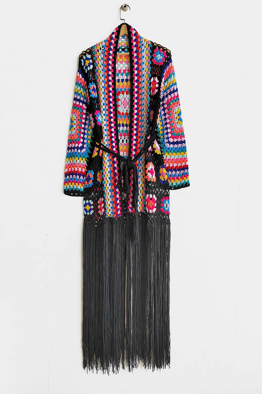 Fringe duster cardigan in blush pink