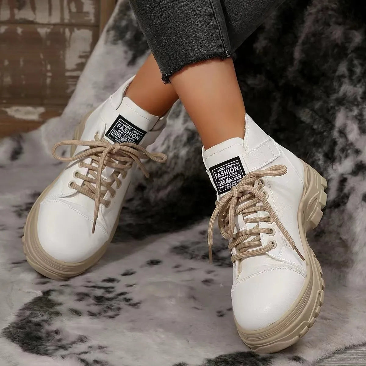 Lace Up Platform Combat Boots angled studio shot