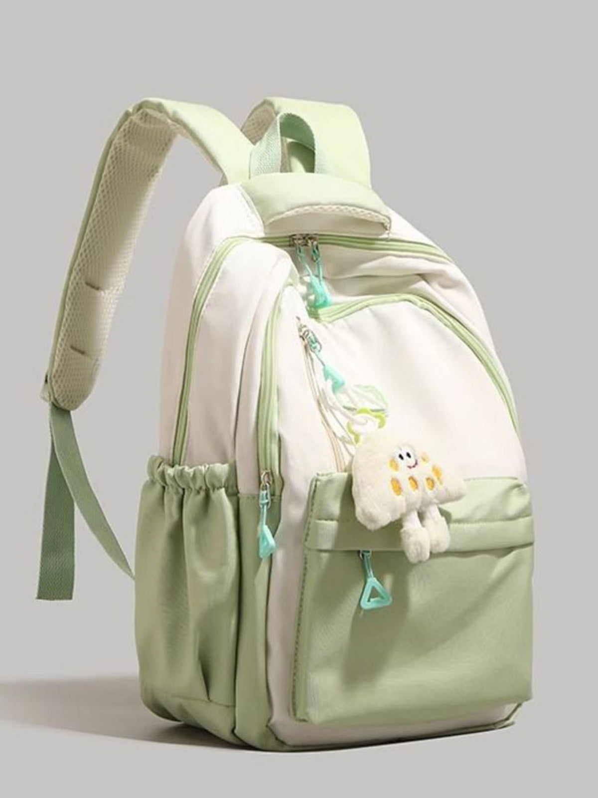 Color block backpack side view with straps