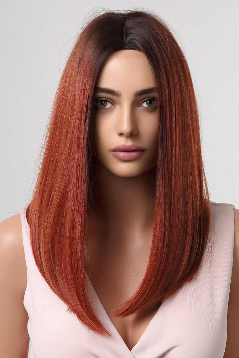 Straight synthetic wig front view
