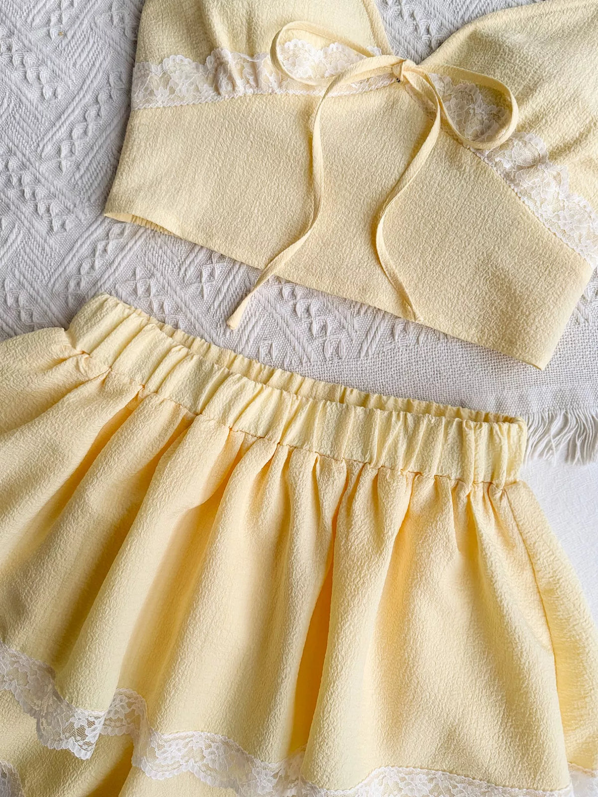 Smocked cami tie strap detail