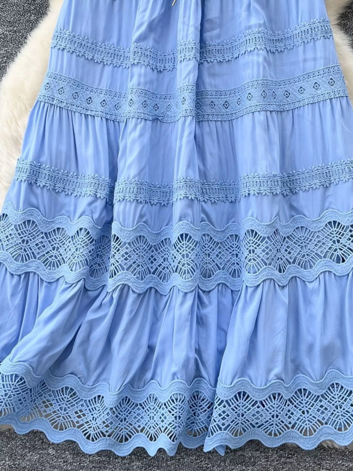 Tiered skirt fabric texture detail