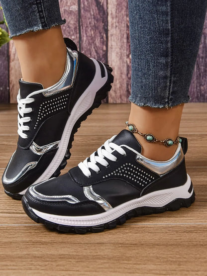 Lace Up Round Toe Sneakers - Fashorio