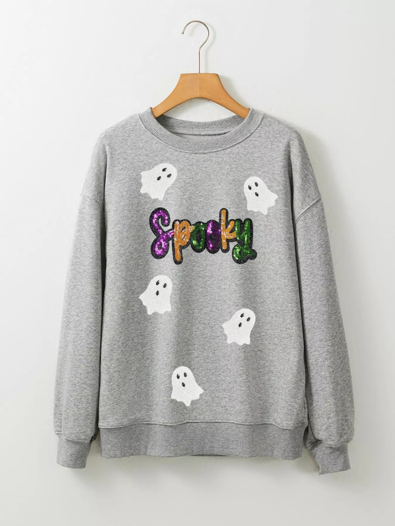 Halloween Spooky Ghost Sequin Sweatshirt - Fashorio
