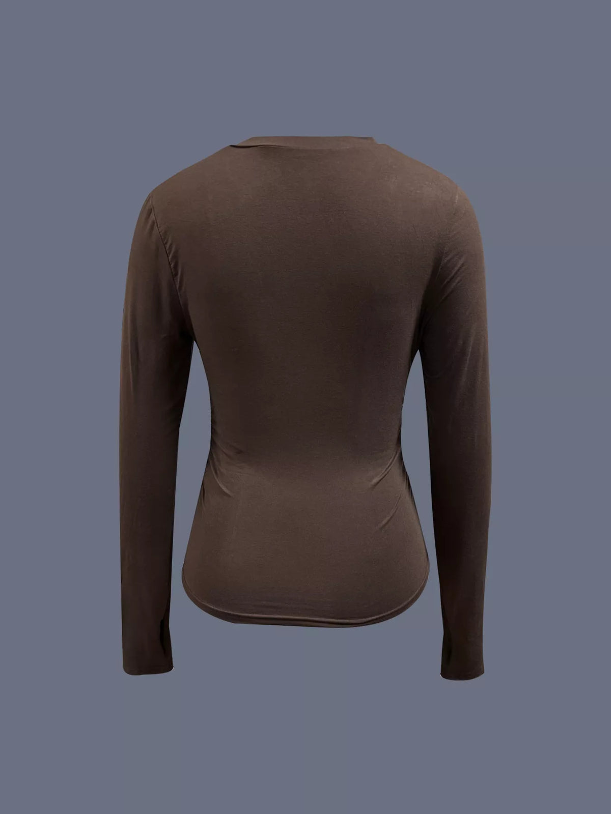 Brown long sleeve tee styled with high waisted denim