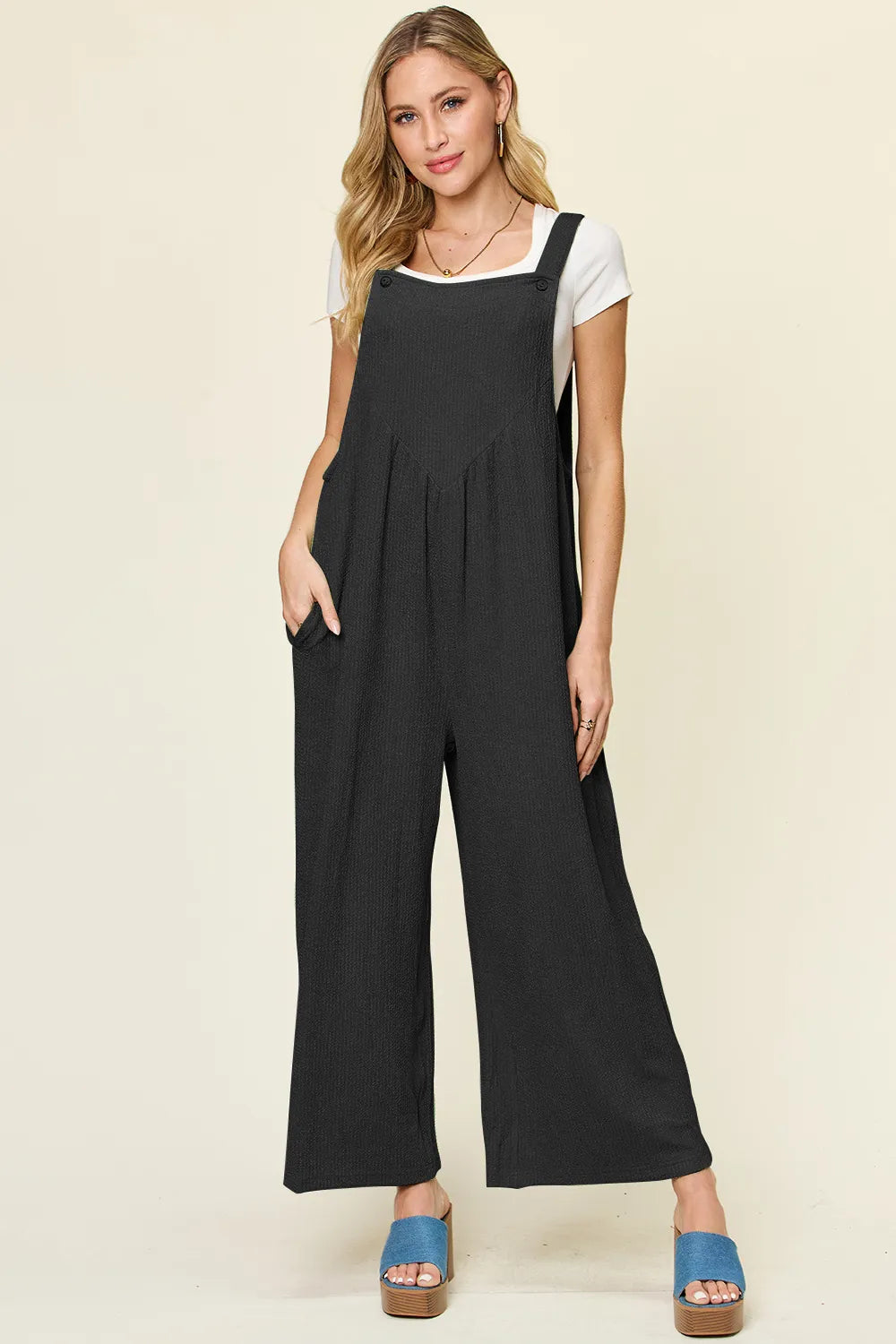 Wide leg overall back view