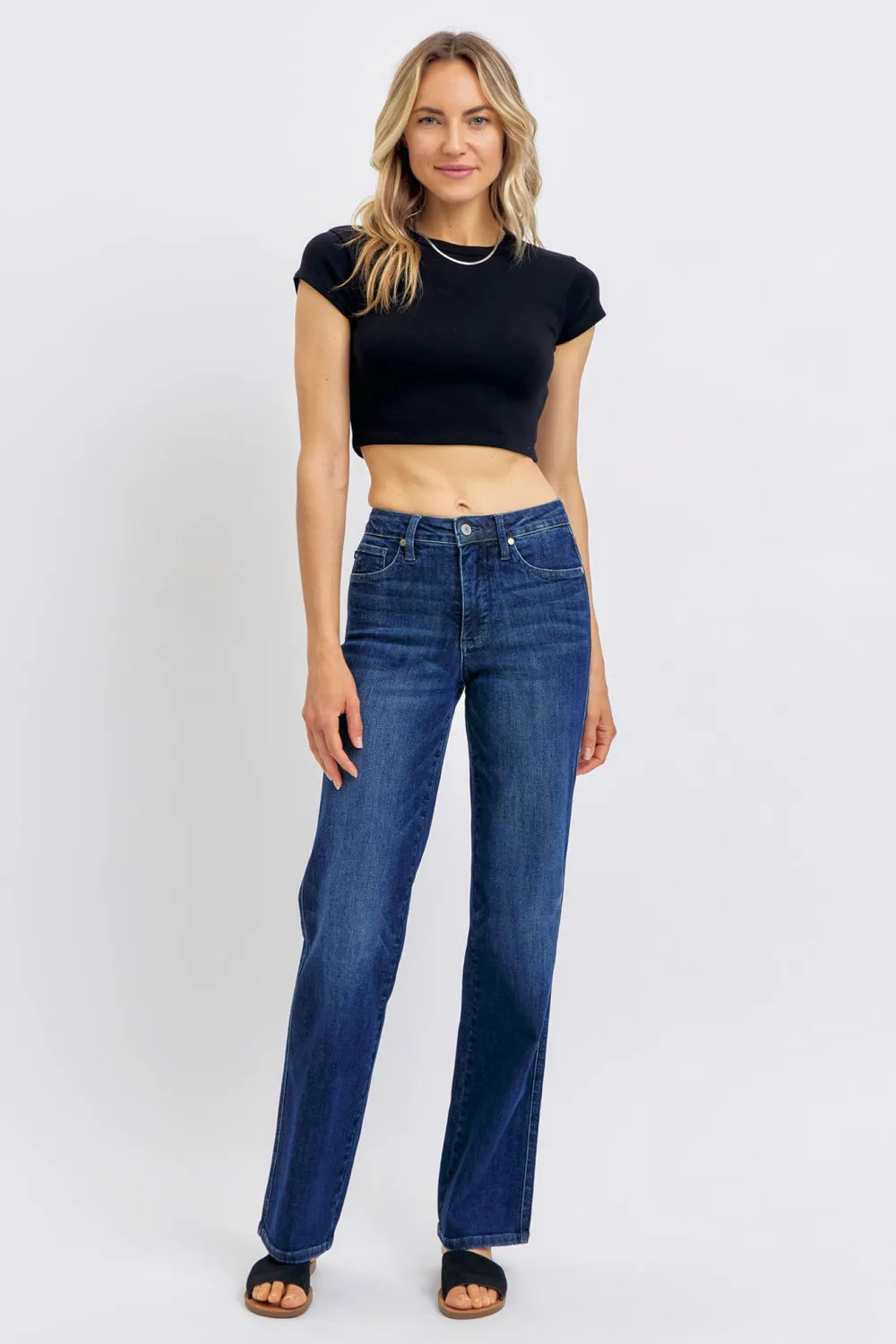 Judy Blue Full Size Tummy Control Straight Jeans Plus Size - Fashorio