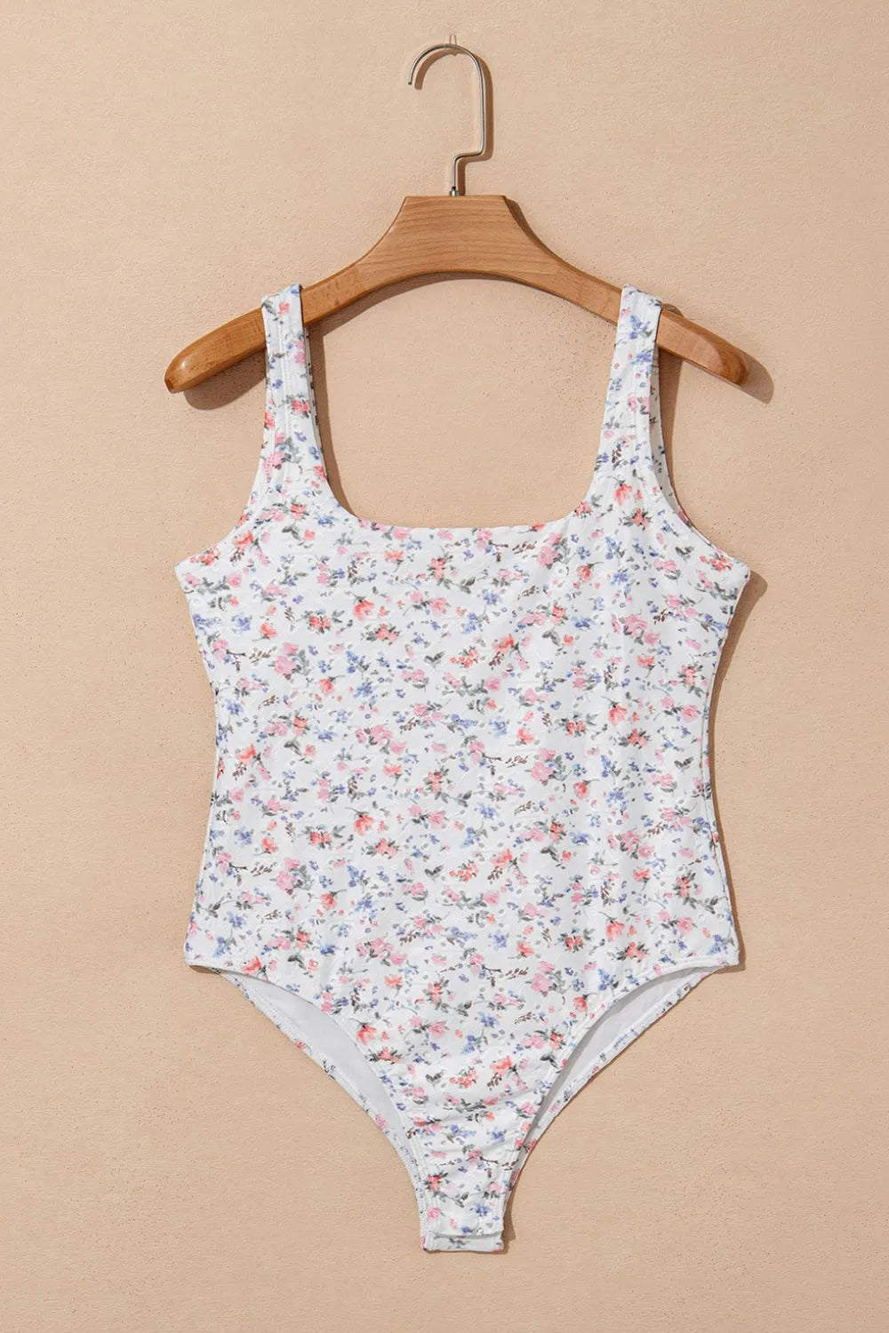 Floral Textured Square Neck Sleeveless Bodysuit - Fashorio