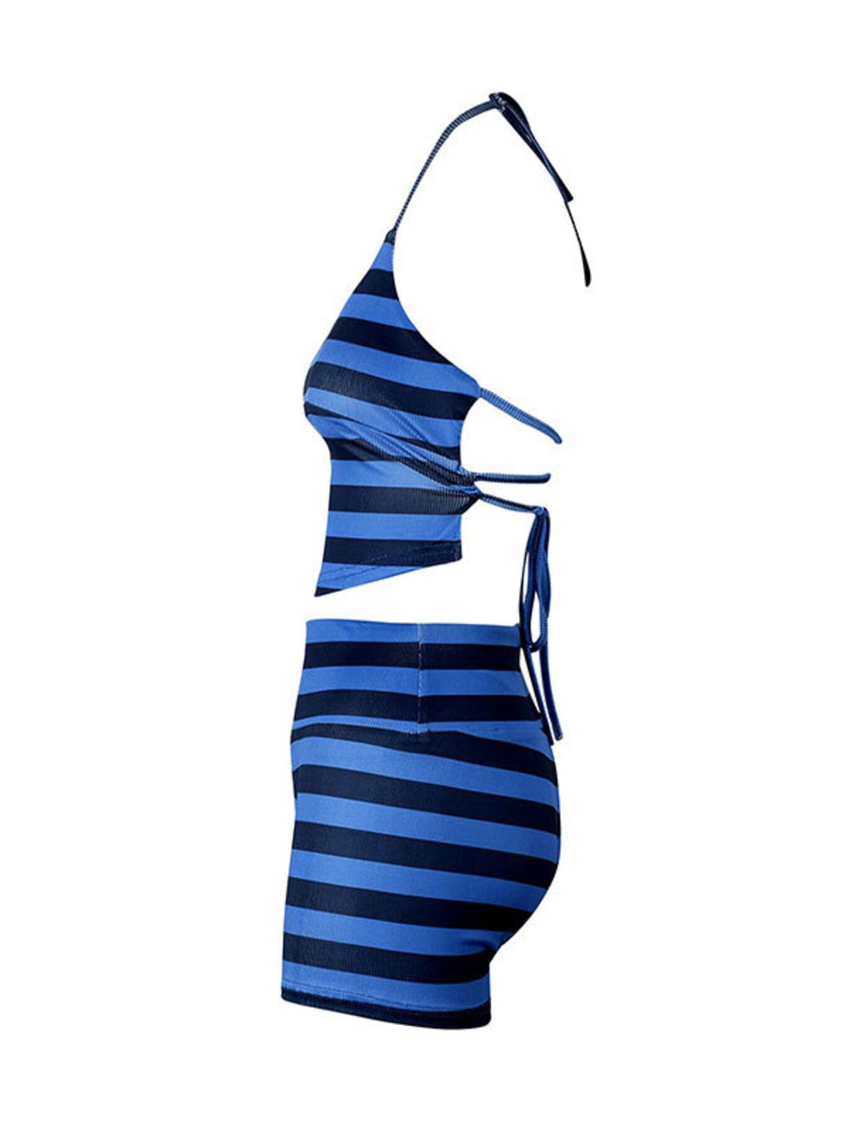 Striped Halter Neck Top and Shorts Two Piece Set, view 8