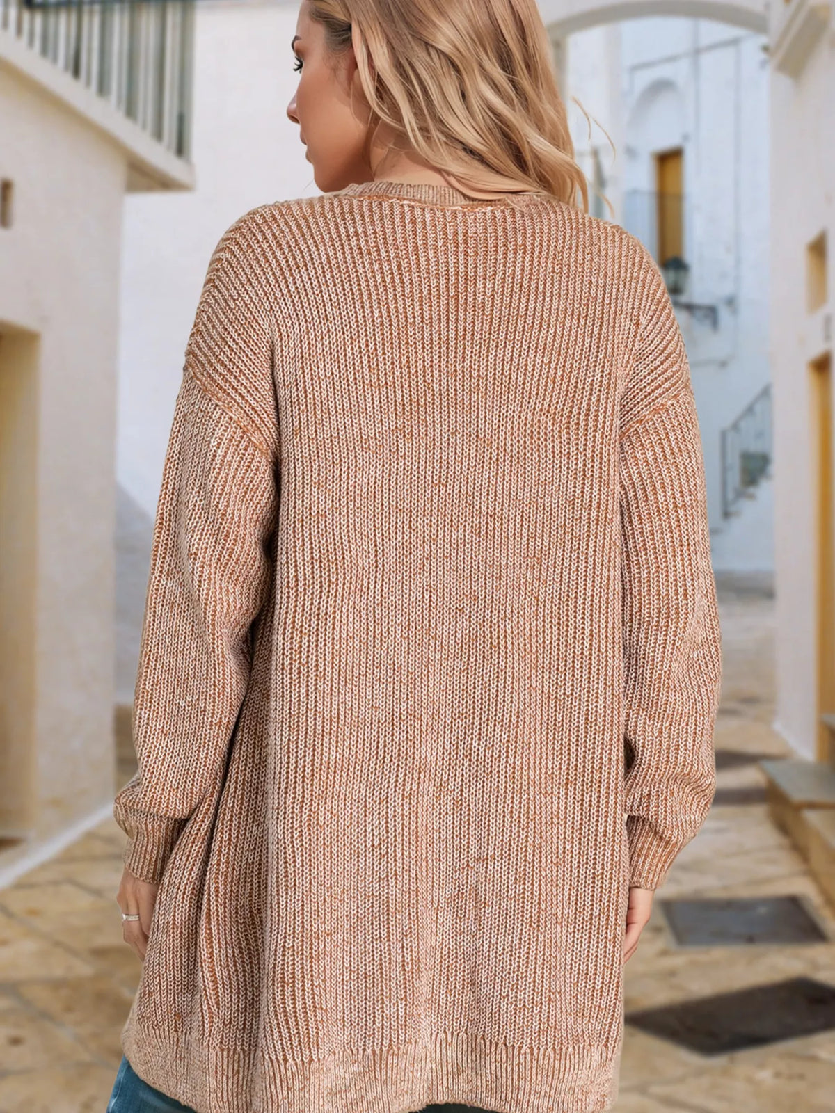 open front cardigan with pockets styled outfit view