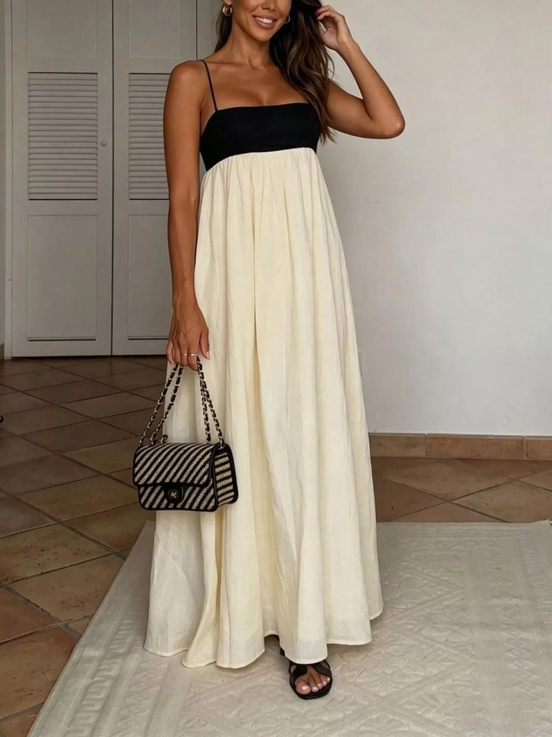 Sleeveless two tone maxi dress front