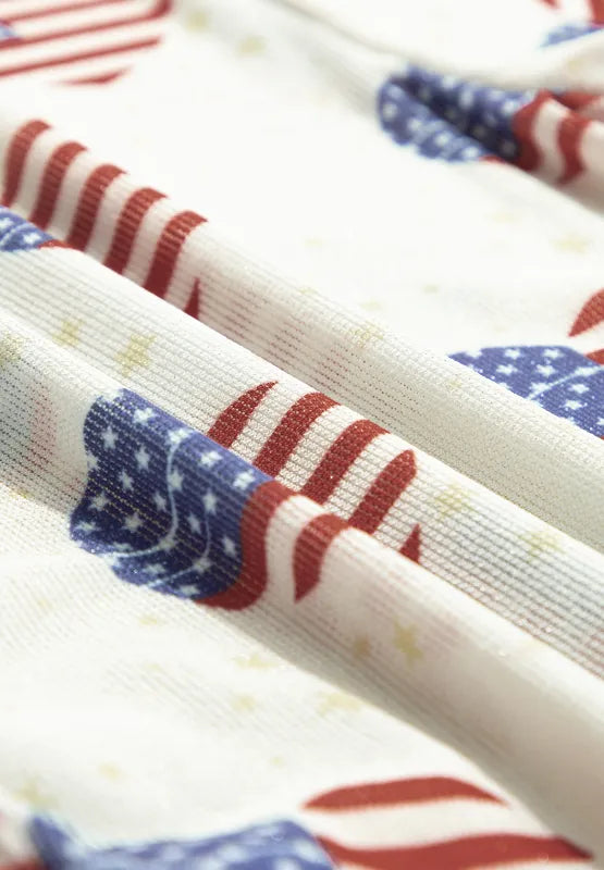 US Flag Heart Mock Neck Long Sleeve Bodysuit - Fashorio