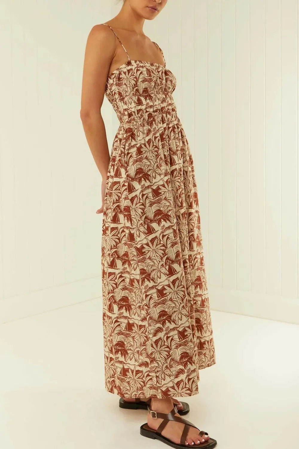 Square neck cami dress fabric close up