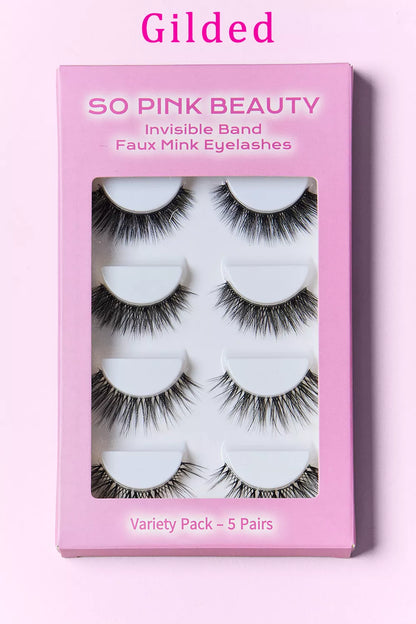 SO PINK BEAUTY Faux Mink Eyelashes Variety Pack 5 Pairs - Fashorio