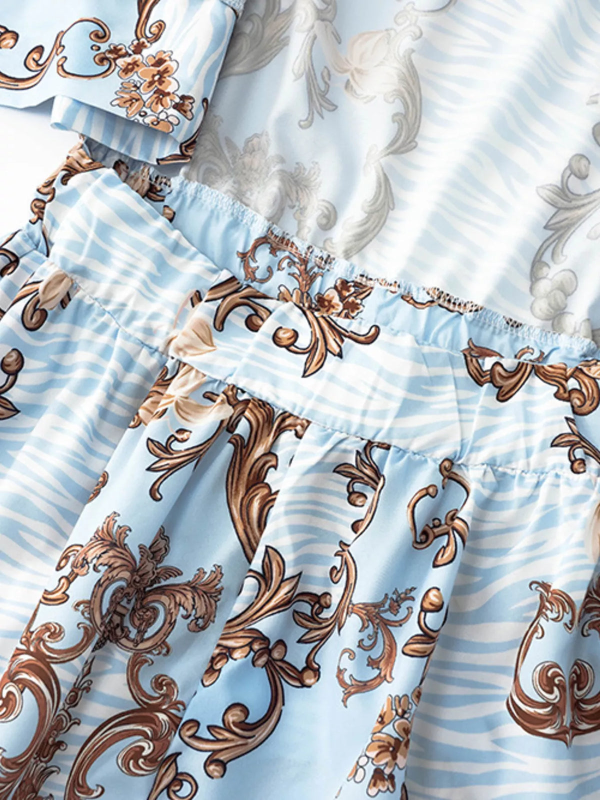 Long sleeve romper print pattern close up
