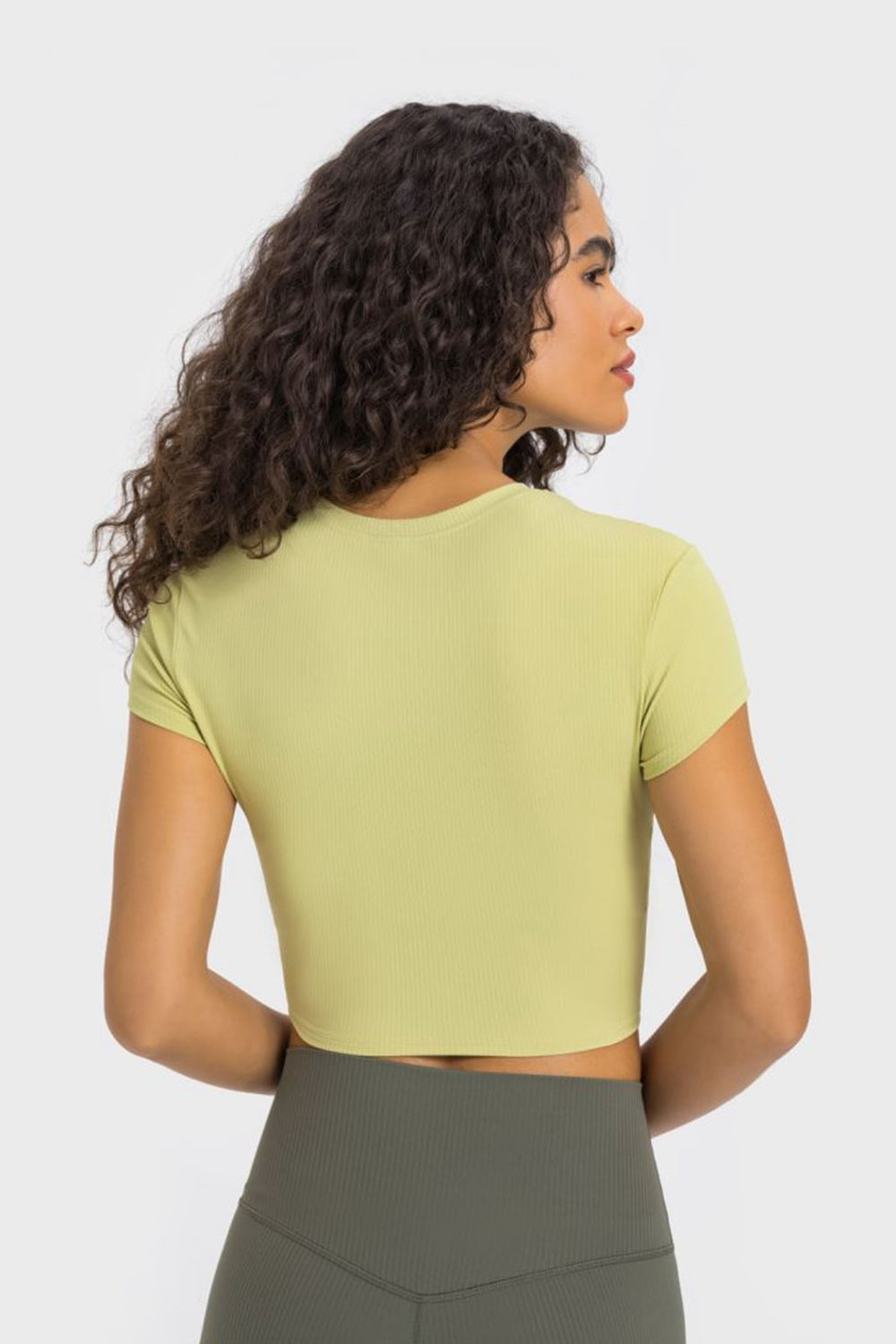 Round neck cropped sports t-shirt back view