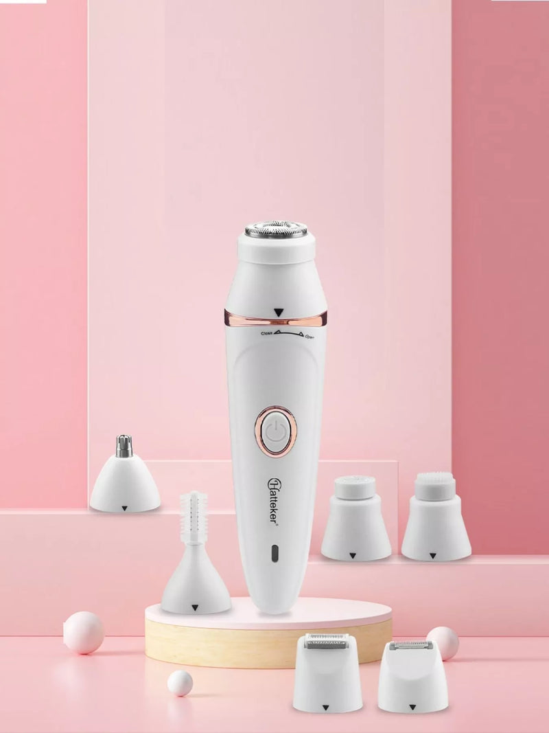 White 7 in 1 painless epilator set front view