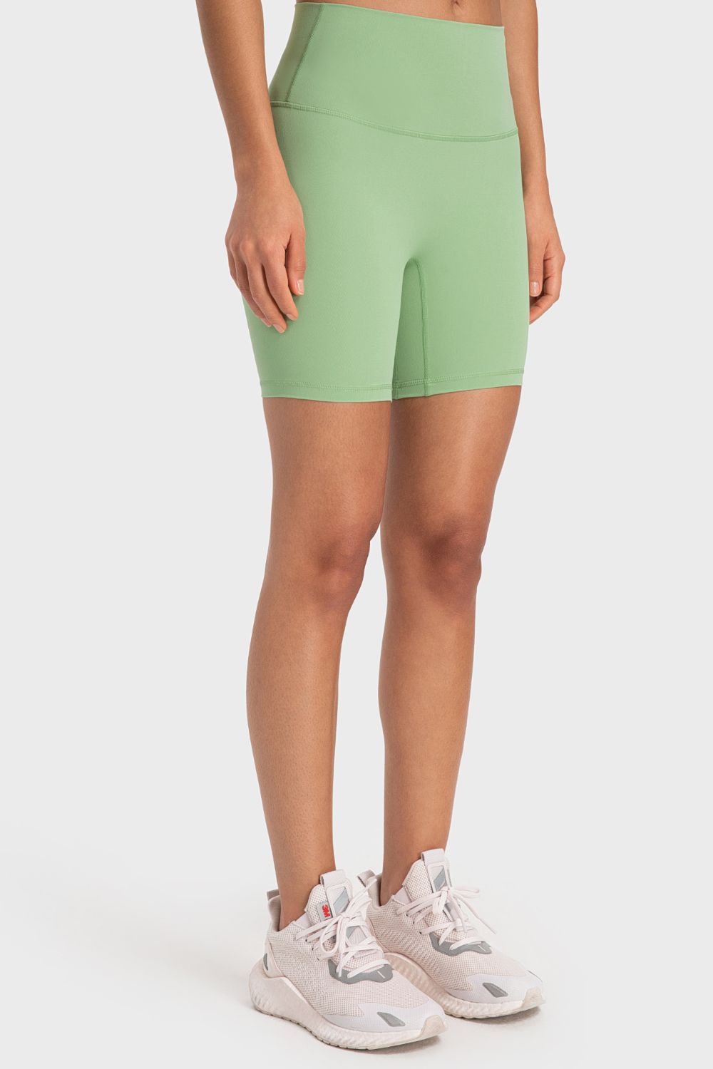 wide waistband biker shorts styled on model