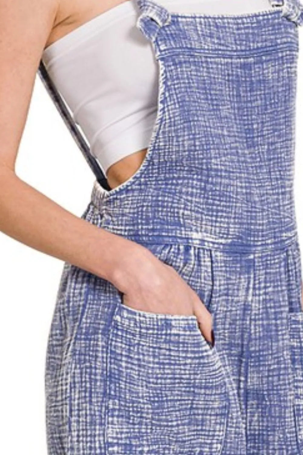 Woven Double Gauze Acid Washed Romper side view