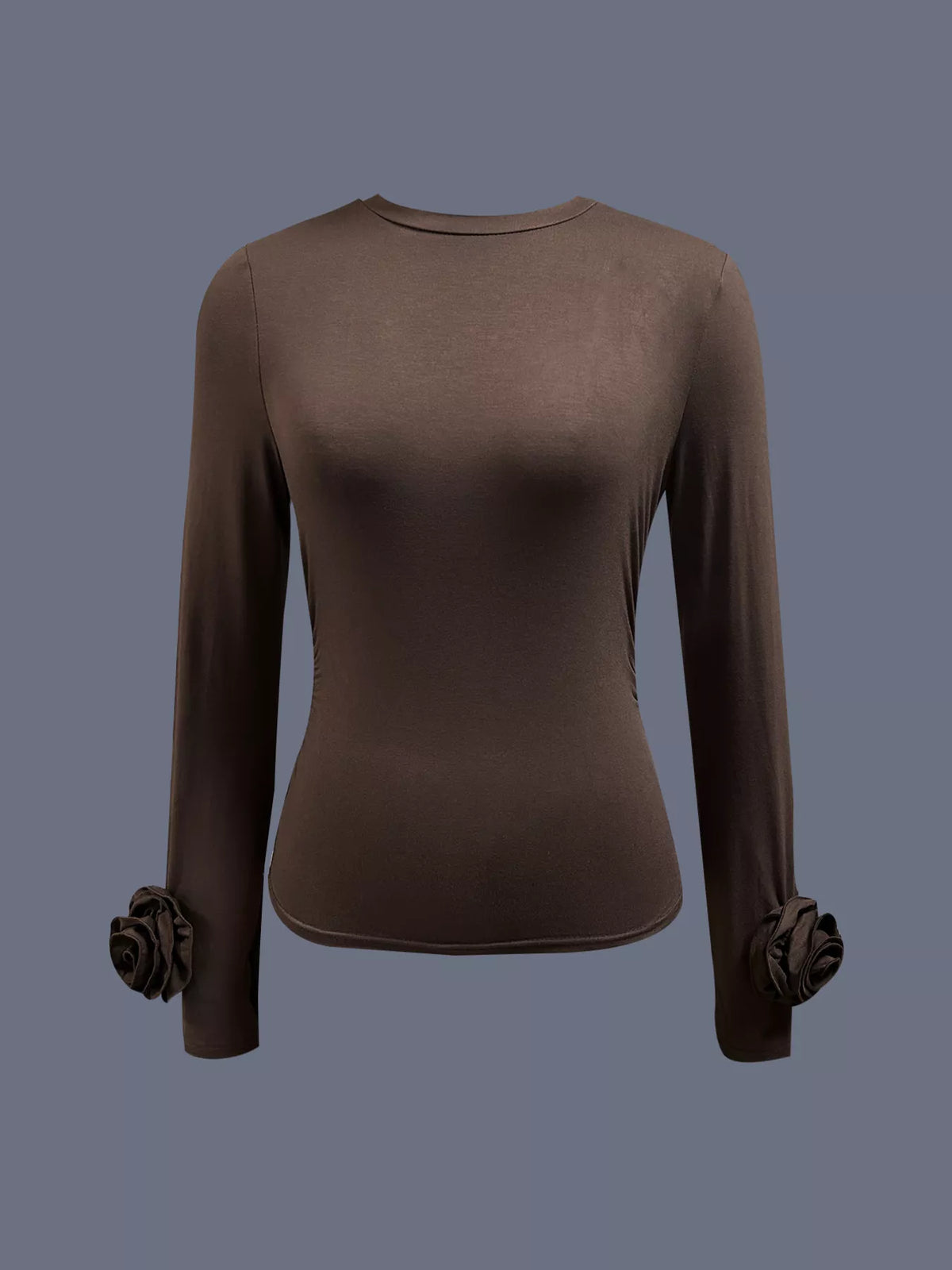 Back view of ruched long sleeve tee