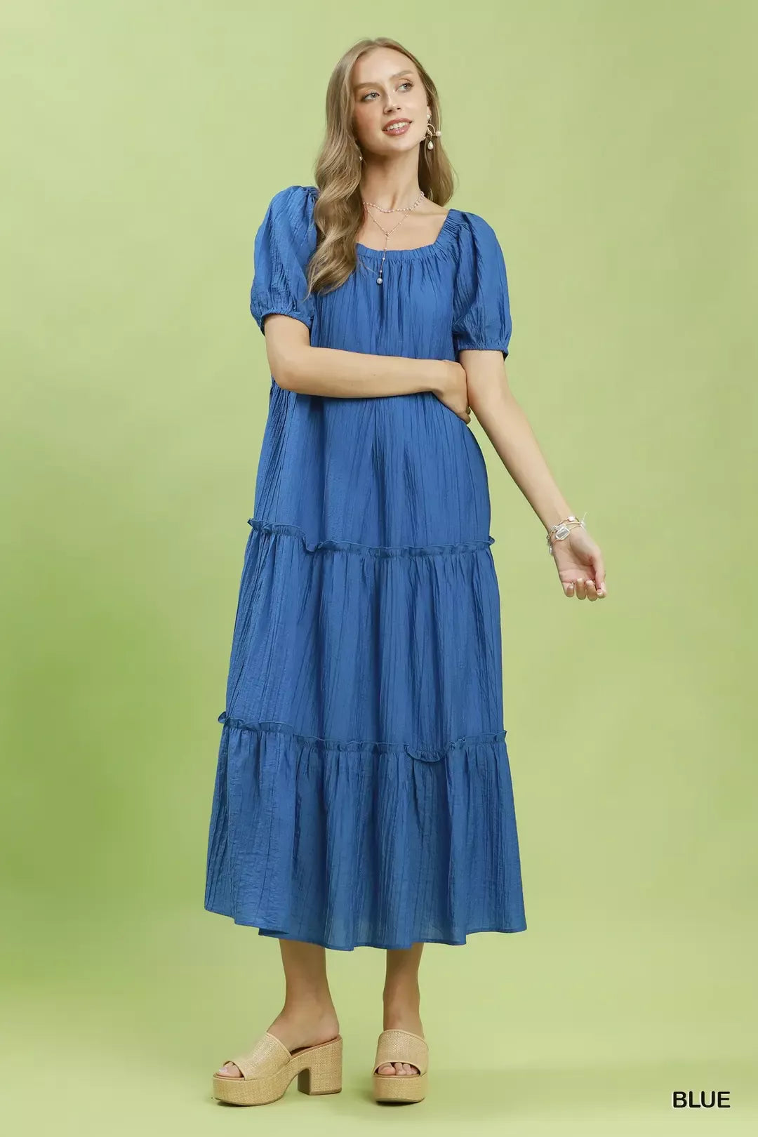 Textured Tiered Midi Dress back view