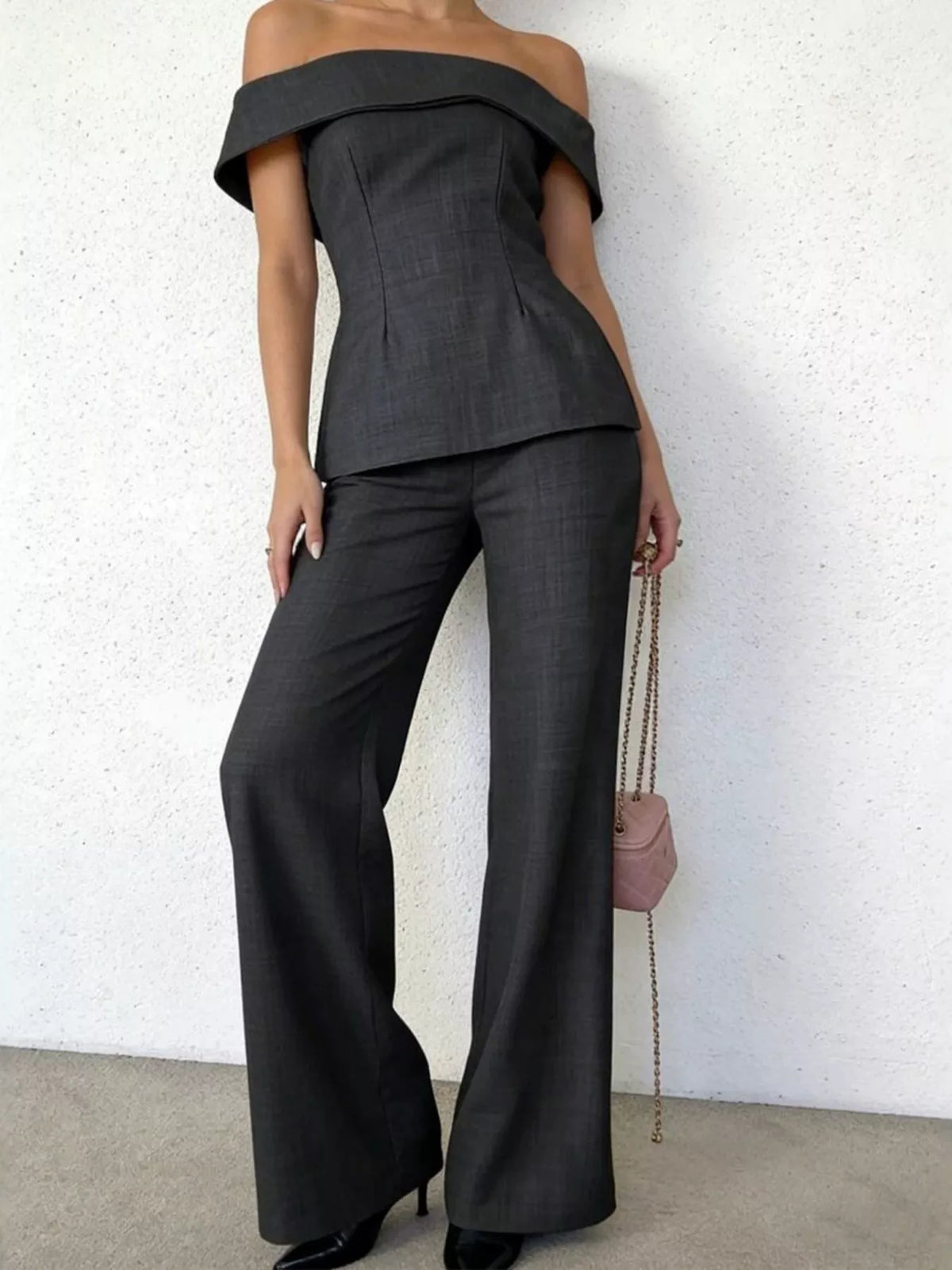 Wide leg pants set full length