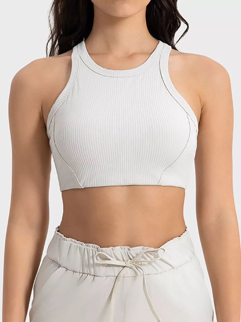 wide strap cropped sport tank front view